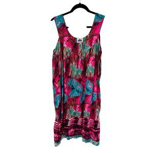 Metropolitan MuuMuu House dress Womens Medium‎ Pink Rayon India Batik Print
